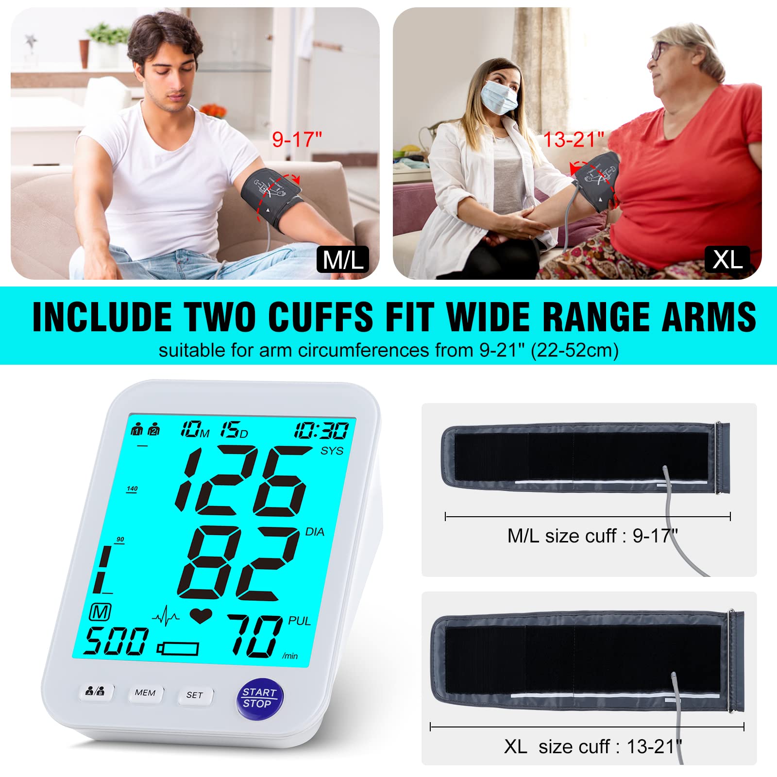 Urion BP monitor six-inch backlit display for easy night readings
