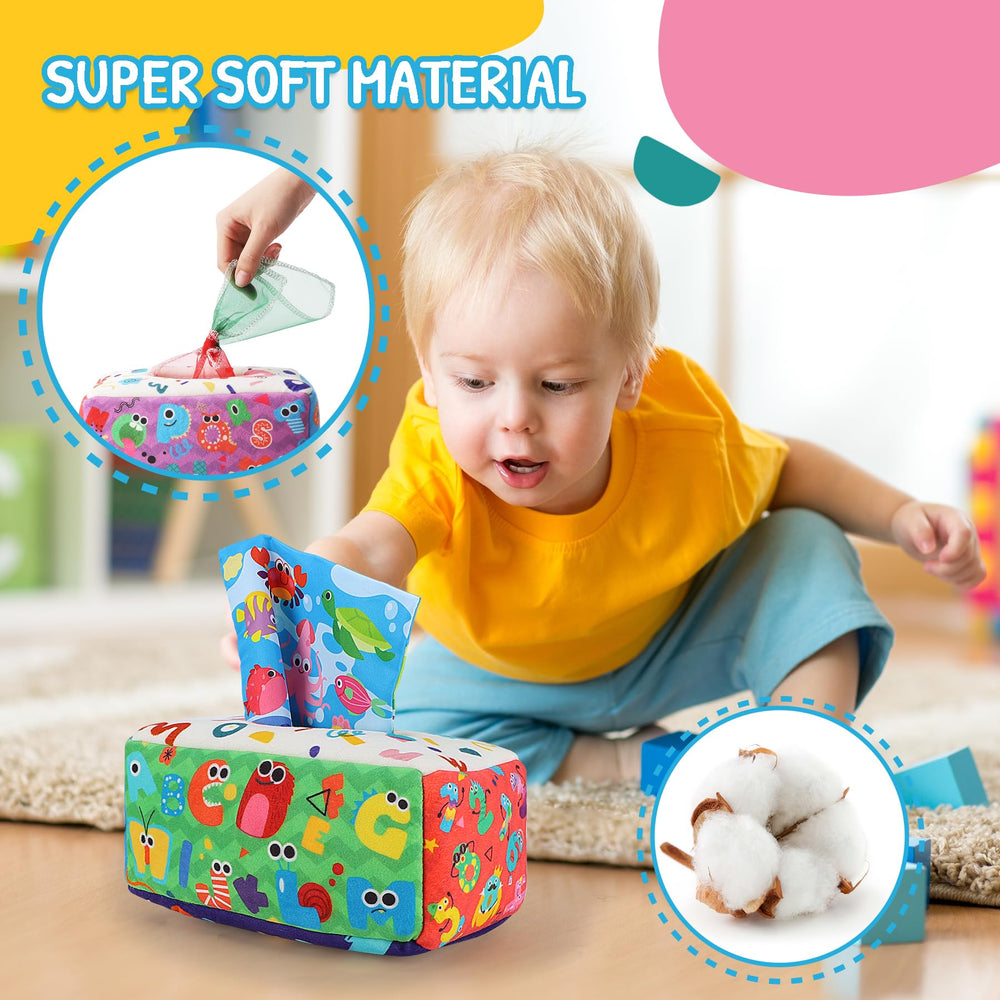 URMYWO tissue box with crinkle papers and vibrant patterns for visual attention.