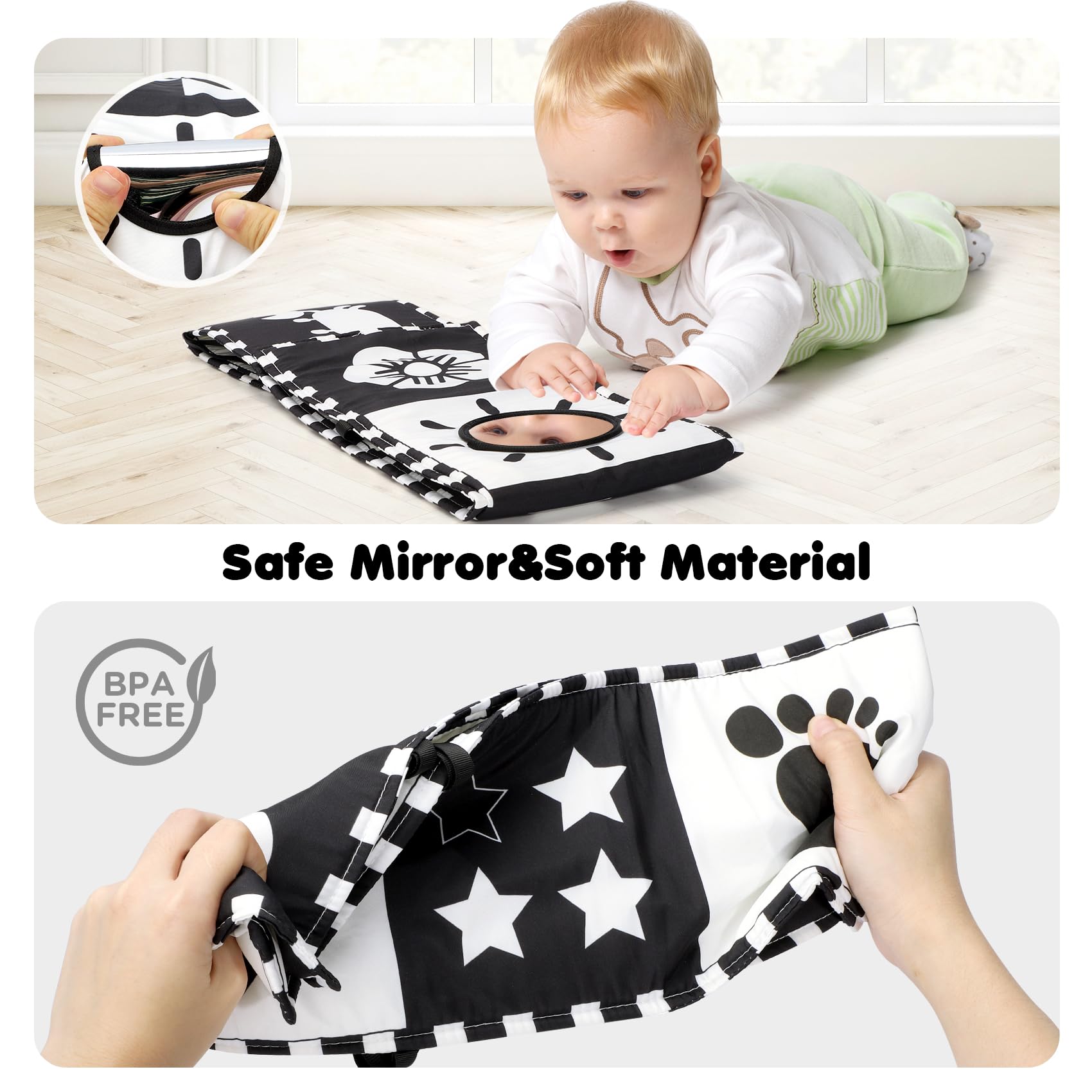 URMYWO Velcro attachment lets you secure the book to crib or stroller.