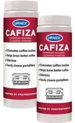 Urnex Cafiza cleaning powder 566g 2-pack for espresso machines, ideal for routine maintenance.