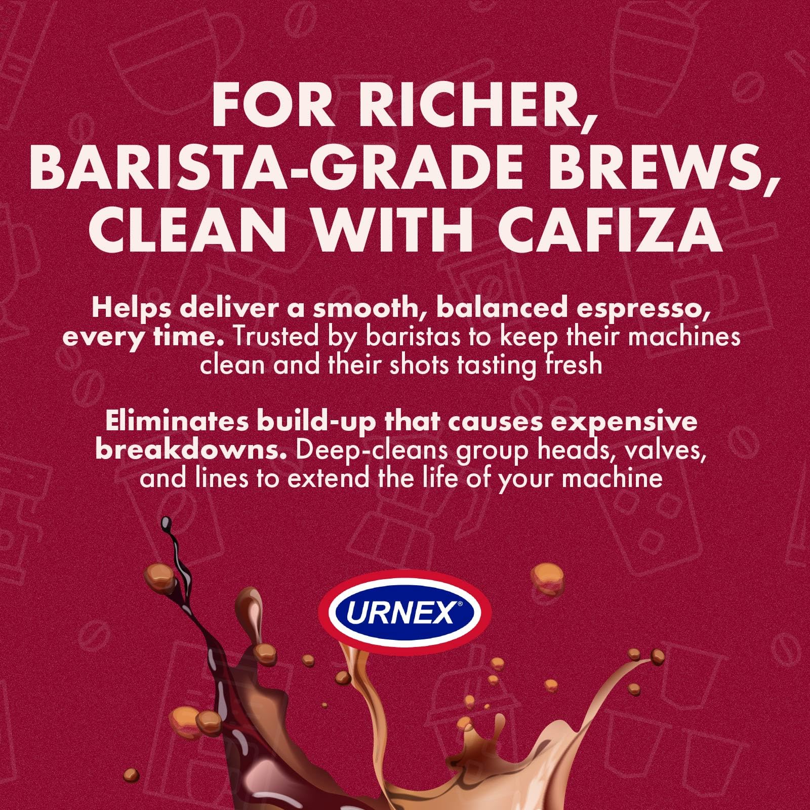 Urnex Cafiza NSF/OMRI-certified cleaning powder suitable for professional settings.