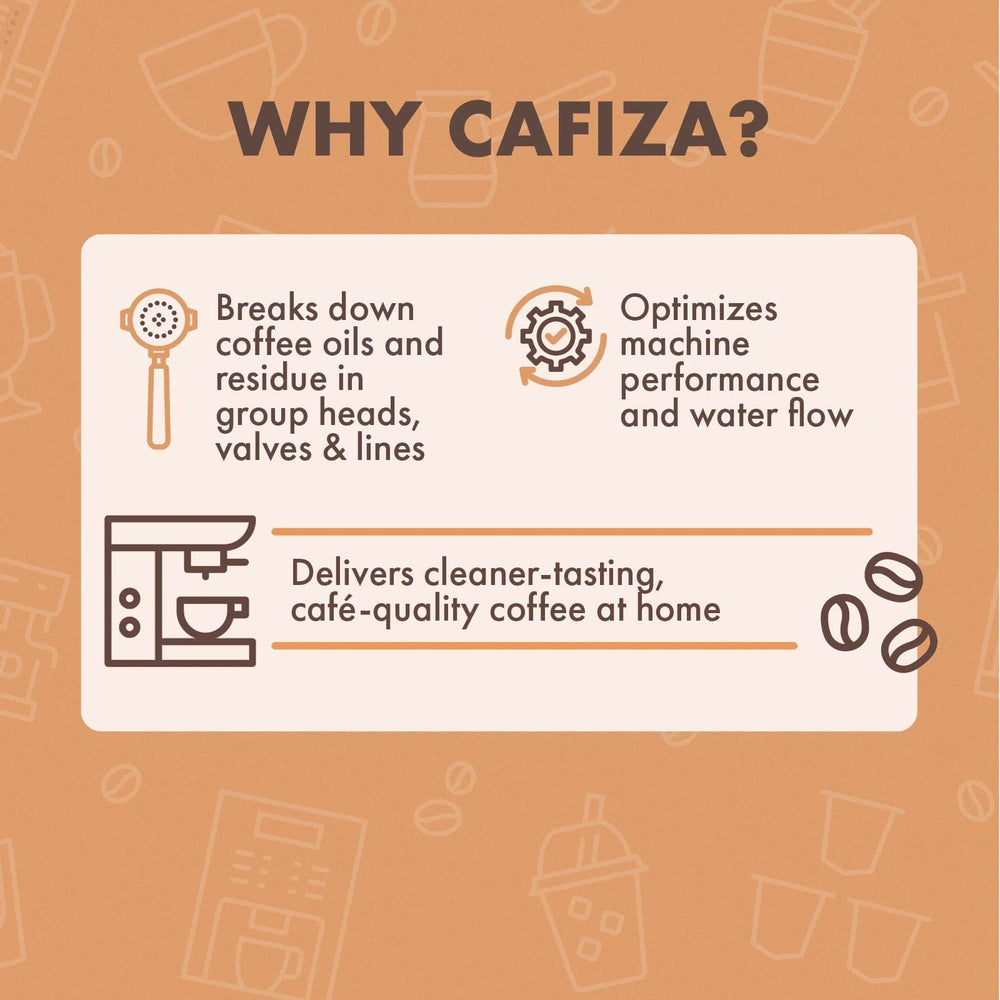 Urnex Cafiza powder dissolving action ready for backflush cleaning in espresso equipment.