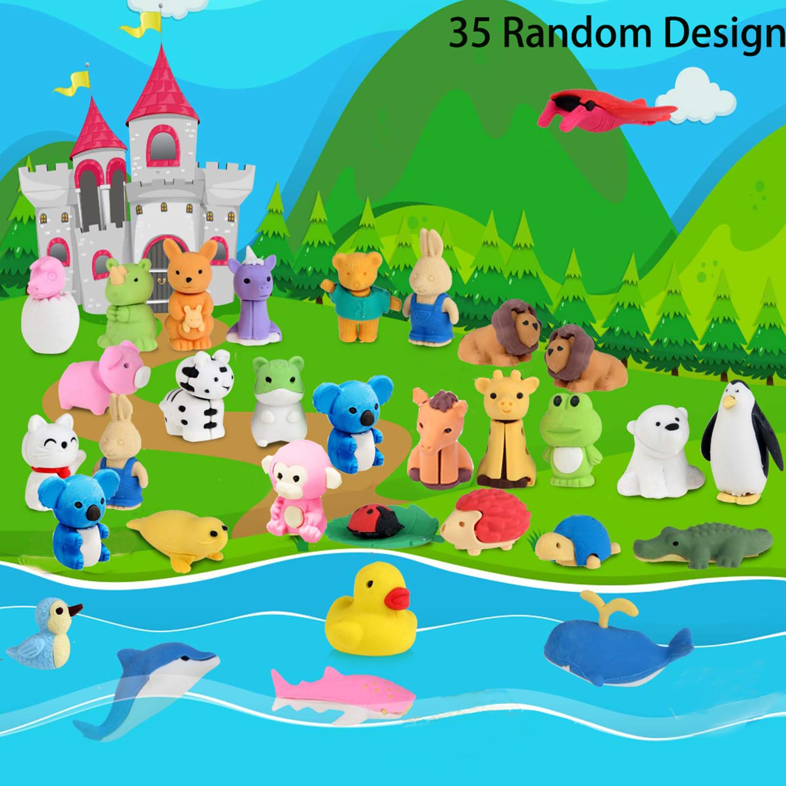 URSKYTOUS animal erasers desk pets assortment for organization