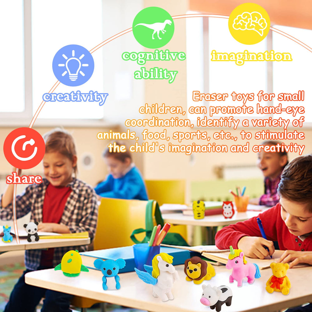 URSKYTOUS Non-toxic rubber erasers, safe for kids' creative play.