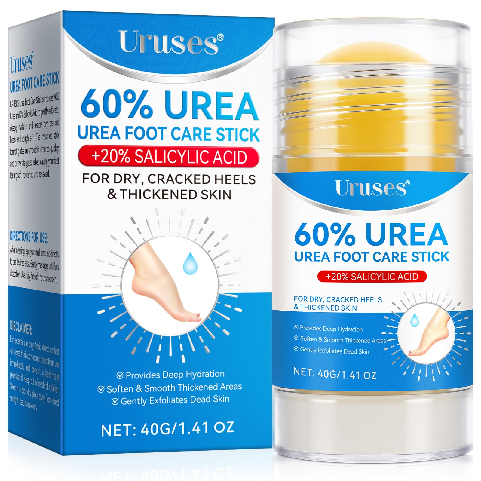 Uruses Urea Cream 60% foot-stick for precise callus care.