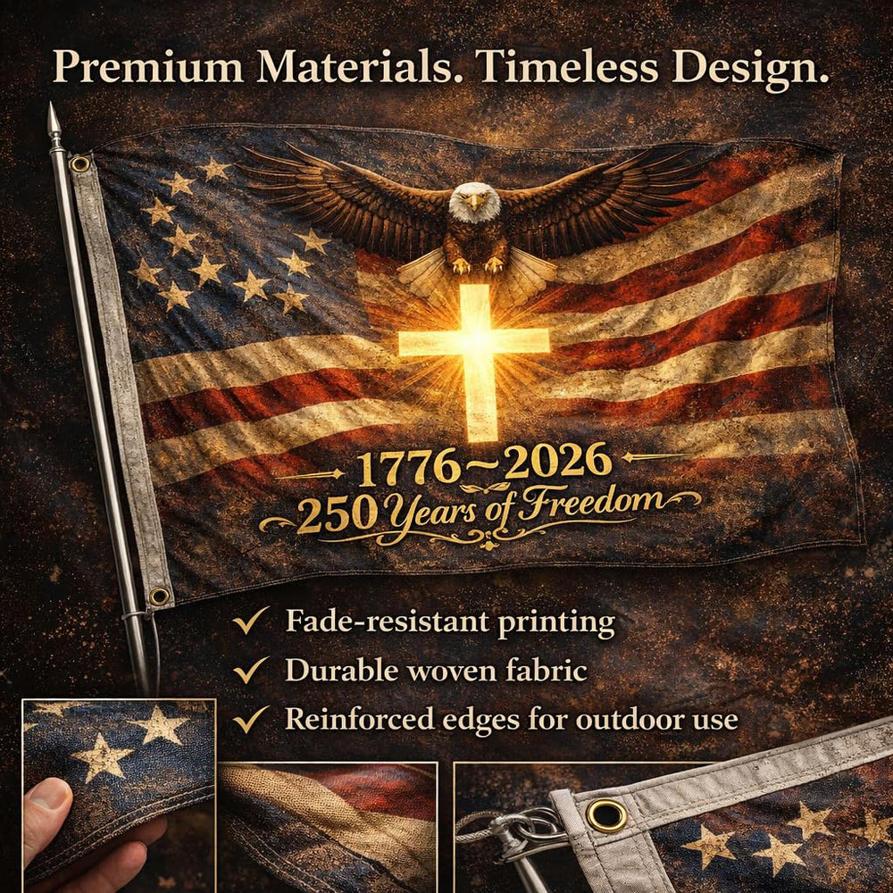US 250 Flag 1776-2026 We The People theme for patriotic home displays.