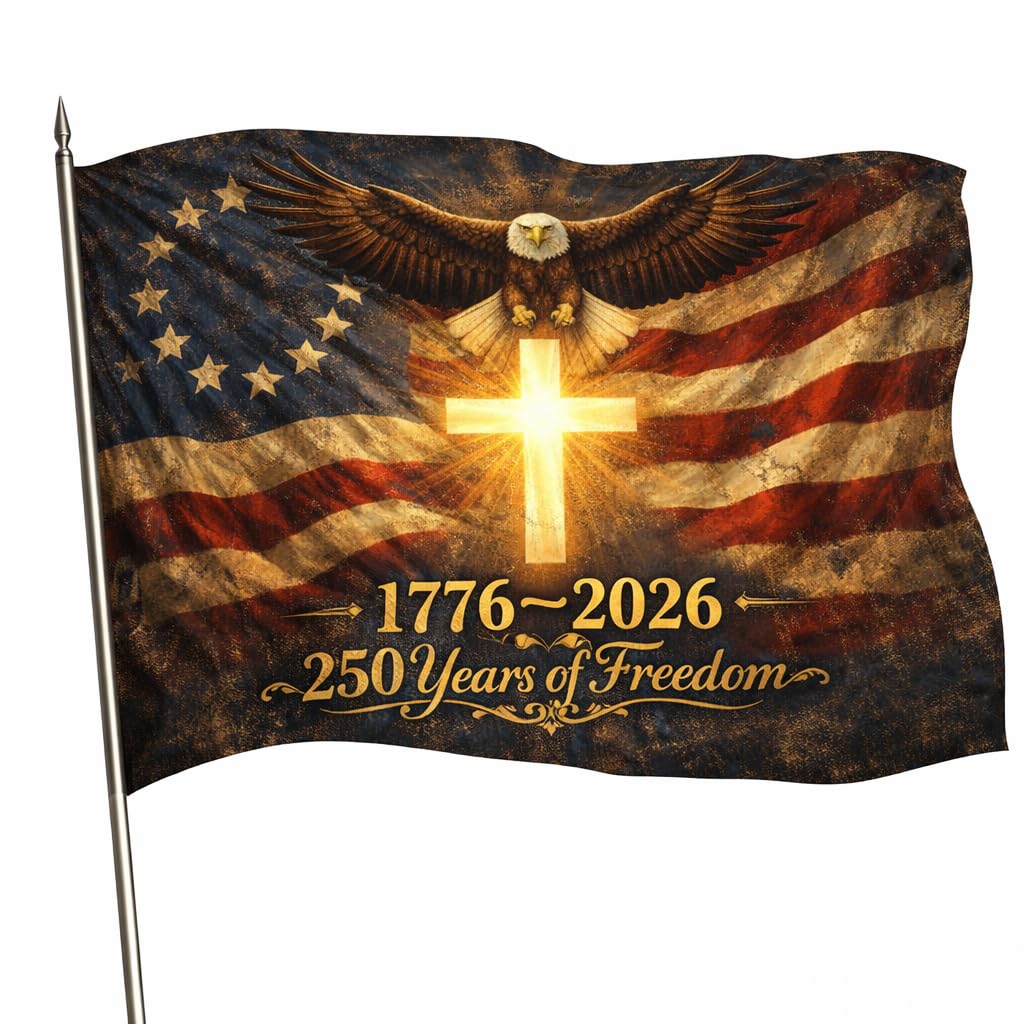 US 250 Flag double-sided design for clear readability in outdoor spaces.