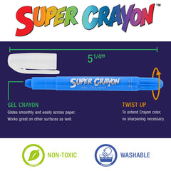 U.S. Art Supply jumbo twistable crayons twist-up mechanism reduces sharpening tasks