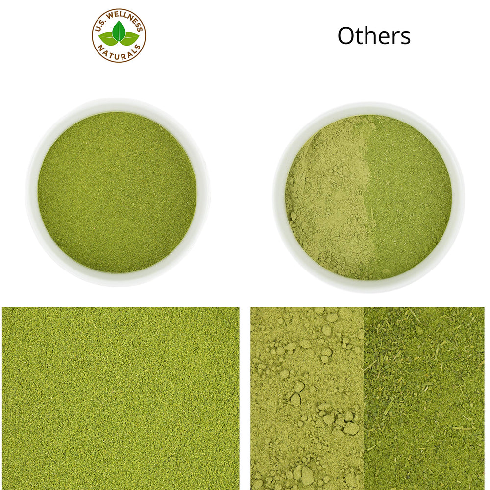Raw moringa leaves from India turned into fine powder.