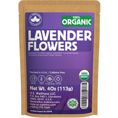 US Wellness Naturals organic lavender tea pack 4oz, ideal for calming moments.