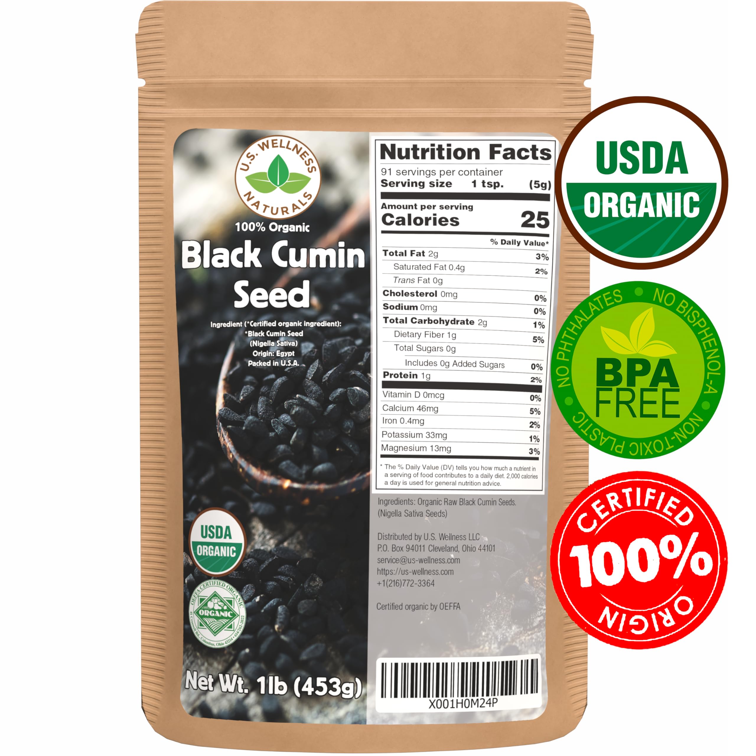 U.S. Wellness Naturals black cumin seeds offer unsaturated fats for flavorful cooking.