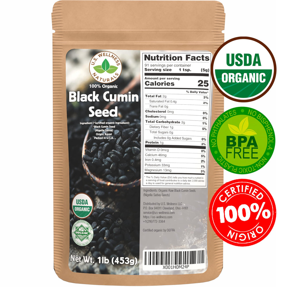 U.S. Wellness Naturals black cumin seeds offer unsaturated fats for flavorful cooking.