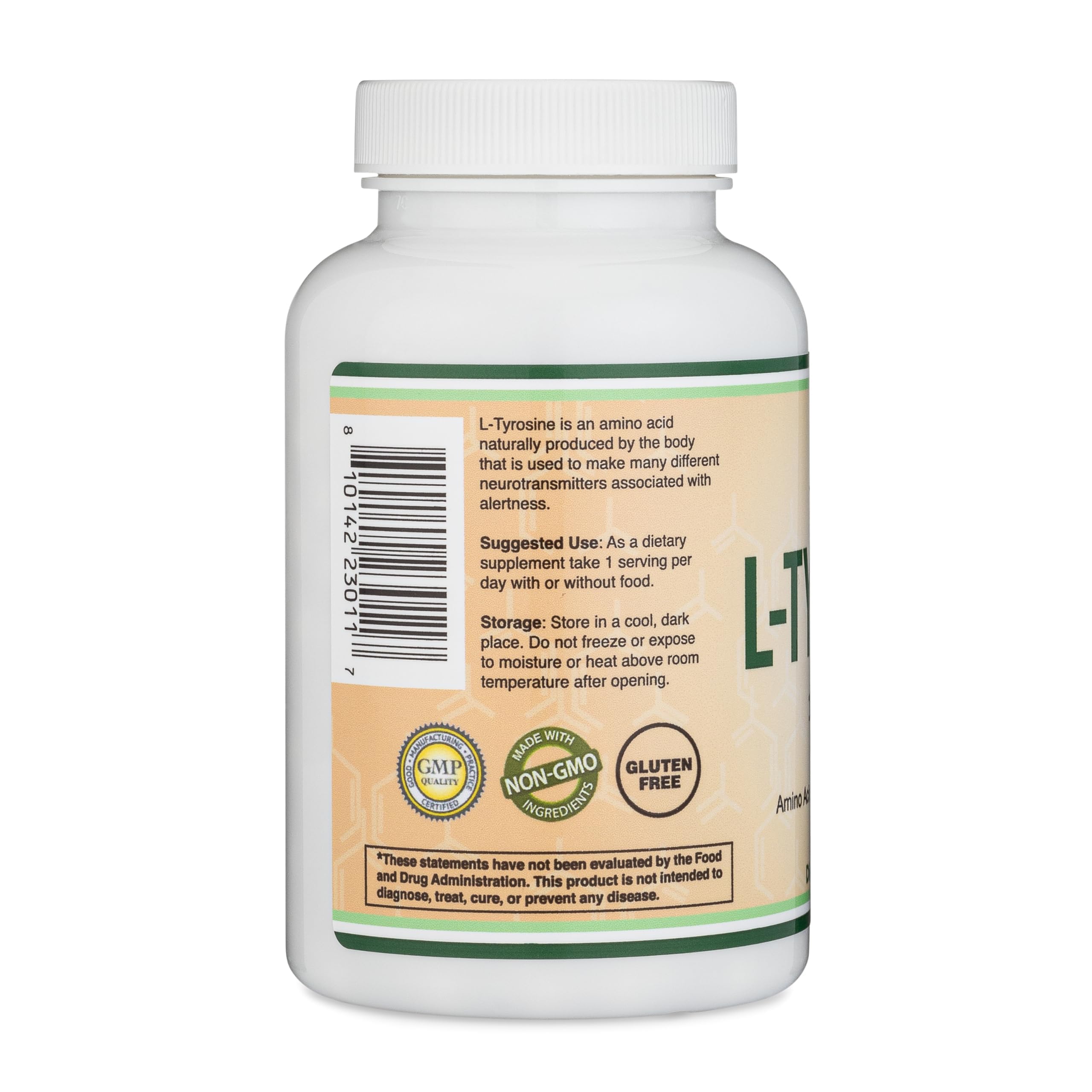 USA-made L-Tyrosine box with quality testing seal visible