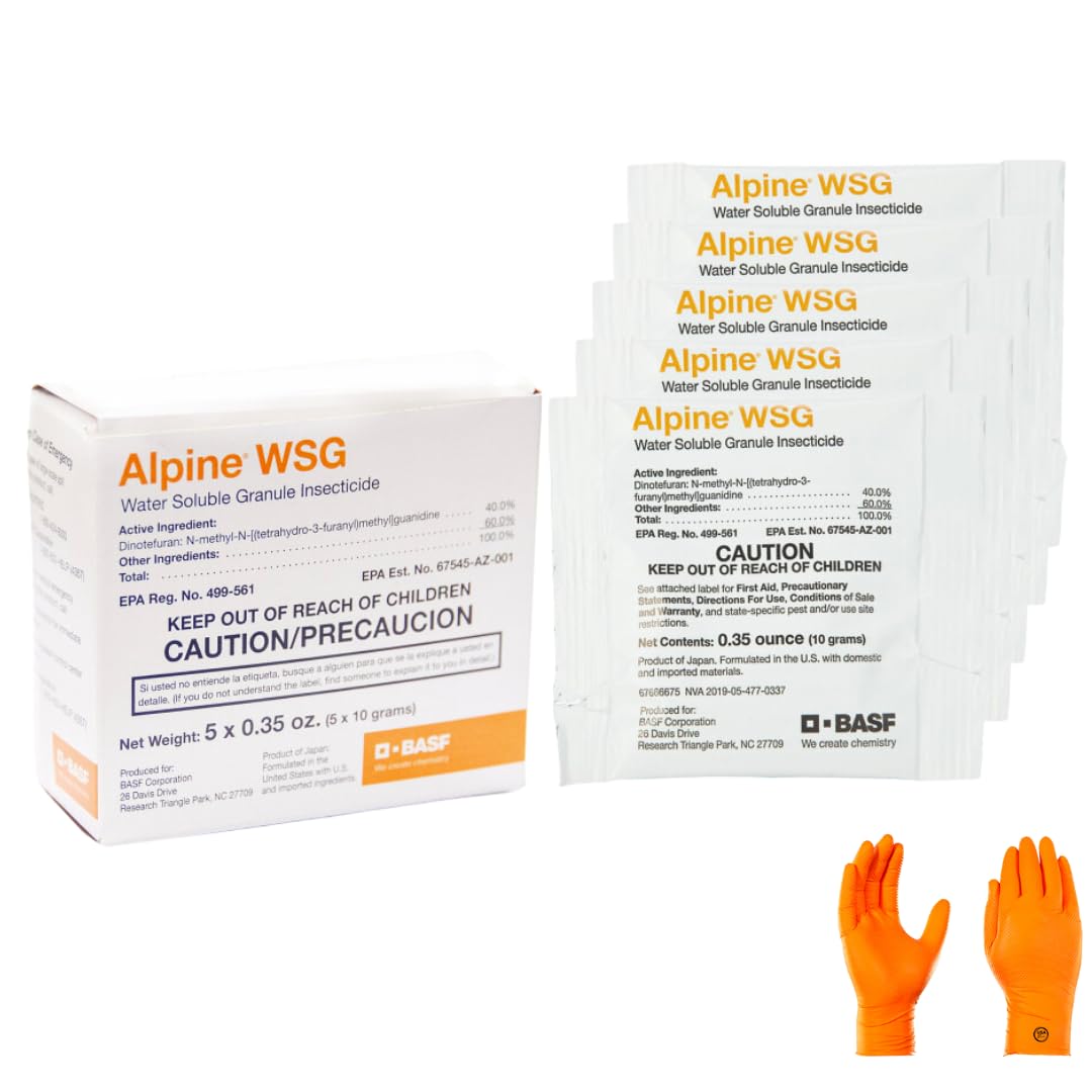 USA Supply Alpine WSG insecticide box with five 10 g packets for versatile indoor and outdoor pest control.