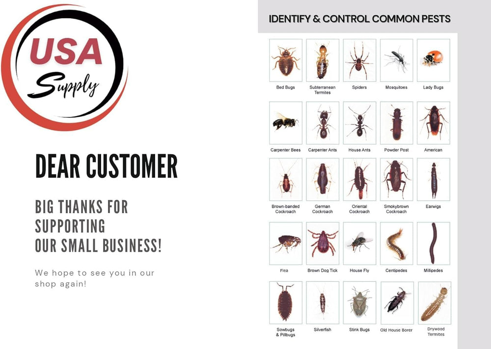 USA Supply pest ID card used for quick on-site identification in the field.