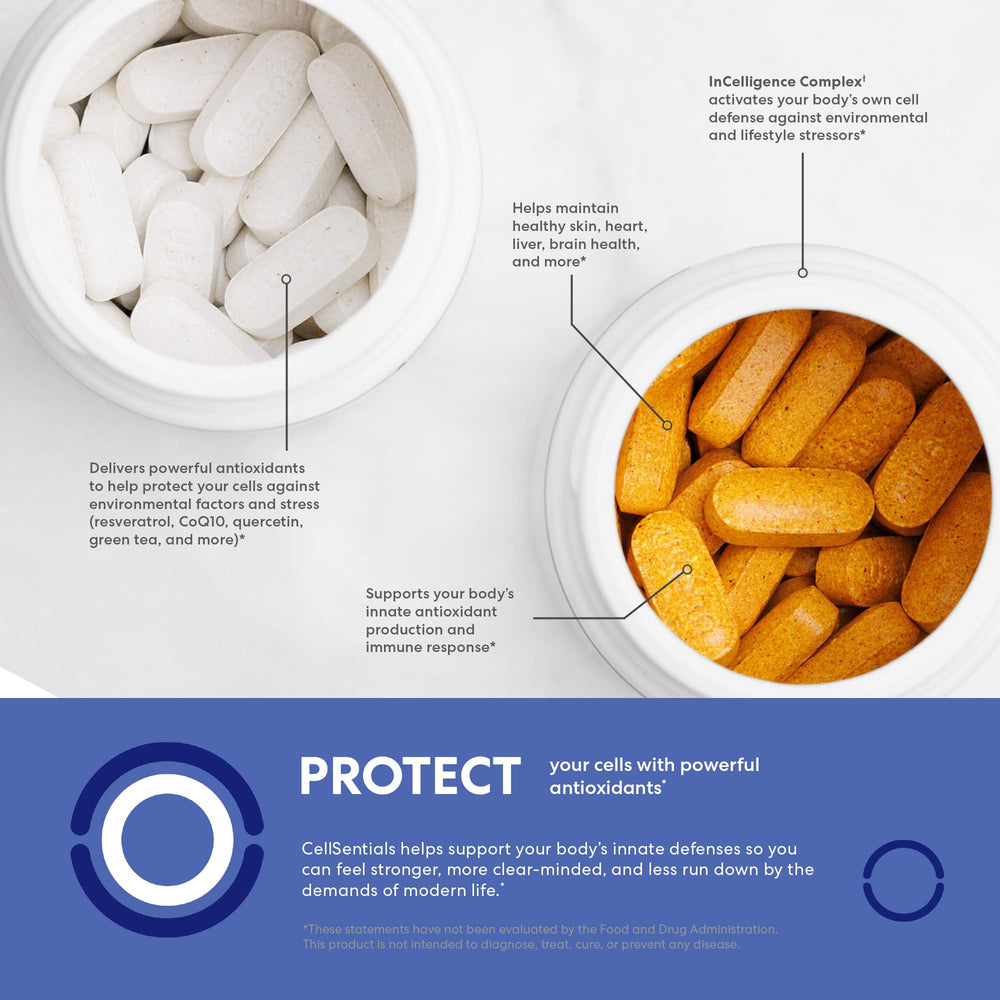 USANA Cellsentials capsule scoop beside bottle for easy dispensing at home