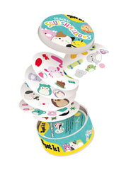 USAOPOLY Spot It! Squishmallows tin-case visual ideal for keeping cards organized.