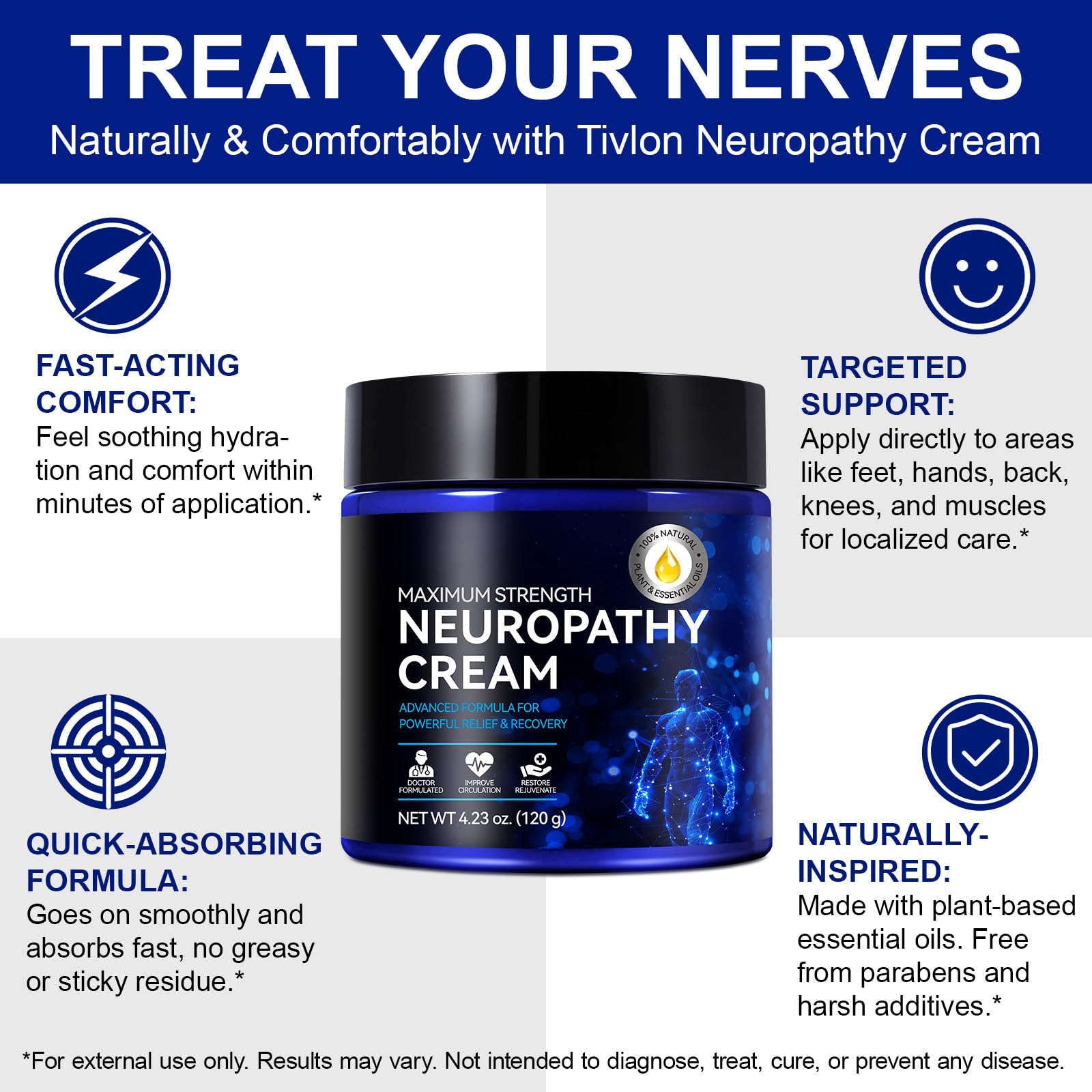 USBSREGARDS Neuropathy Cream daily-use scene with fabric-friendly finish