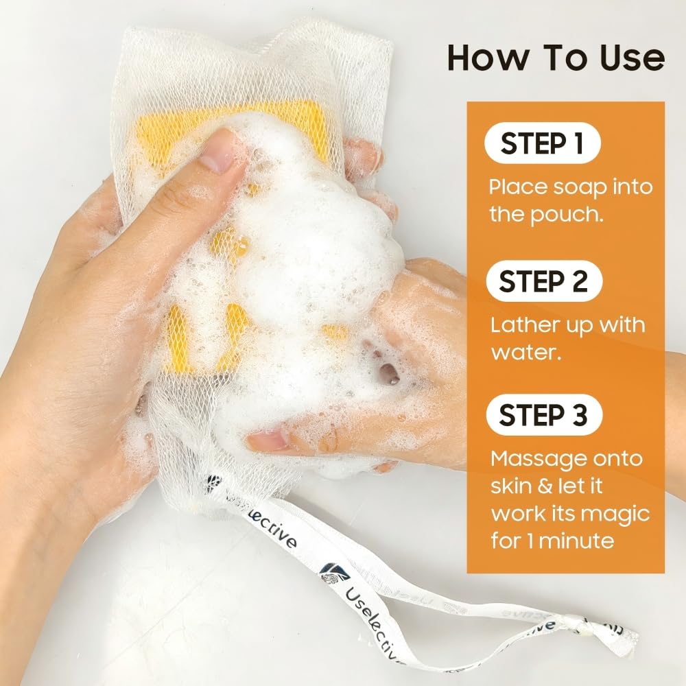 Uselective lemon-turmeric glow soap bar application on skin suggests easy daily use.