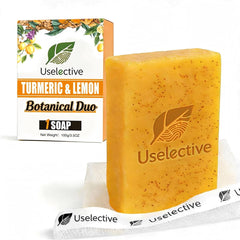Uselective lemon-turmeric soap bar packaging shown for daily cleansing and premium feel.