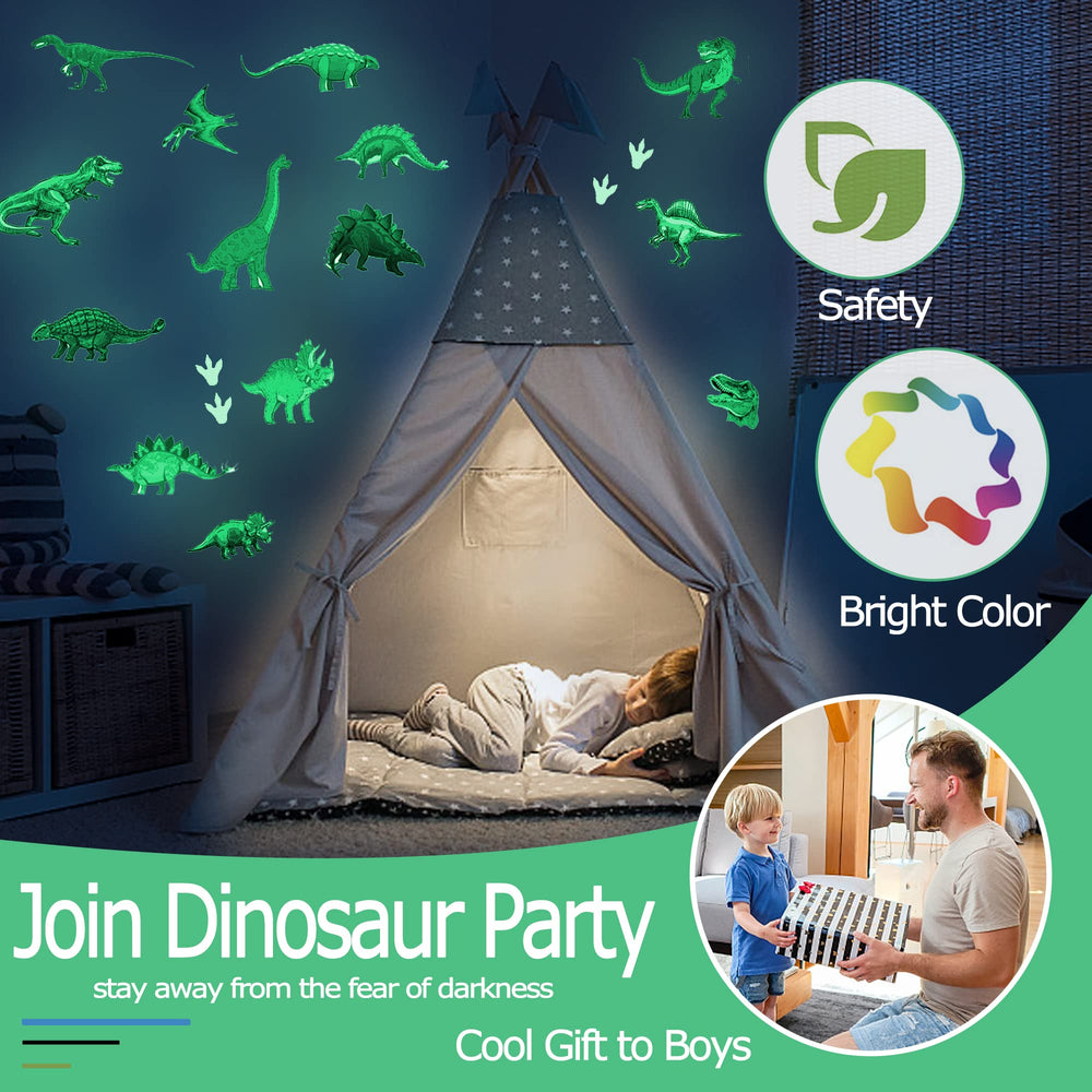 USGOO Glow in the Dark Dinosaur footprints guide nighttime play and storytelling.
