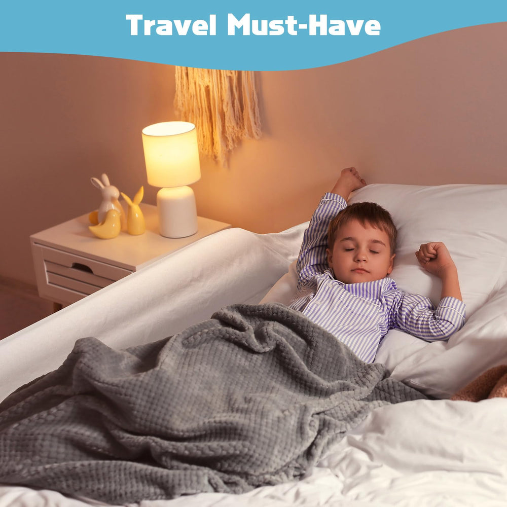 USHMA travel bed rail folds compactly into a carry bag for travel.