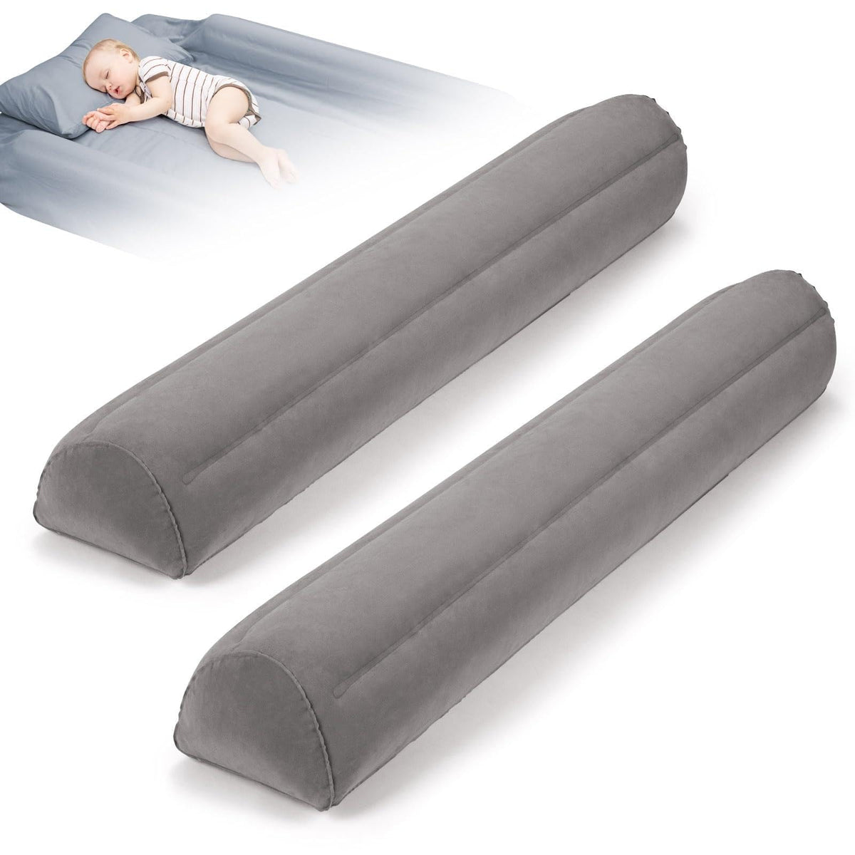 USHMA travel bed rail with non-slip flocking cover provides secure positioning.