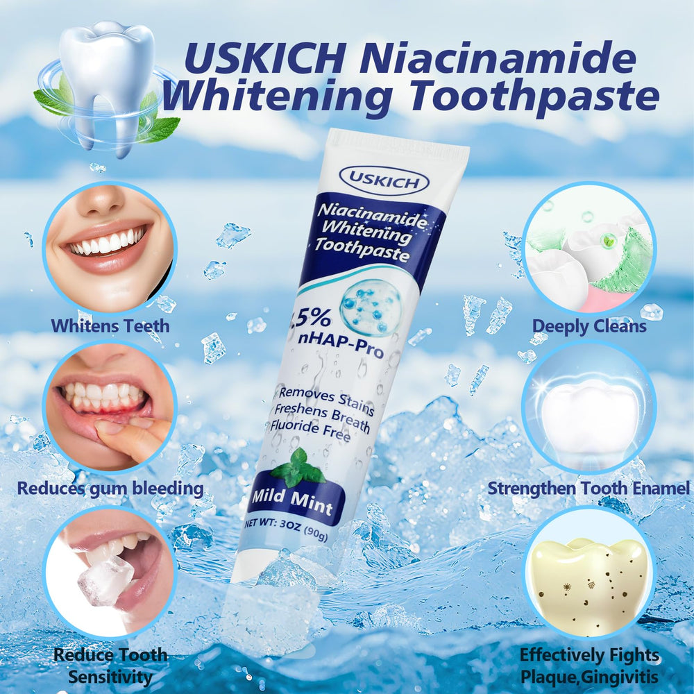 USKICH anti plaque toothpaste supports cleaner teeth