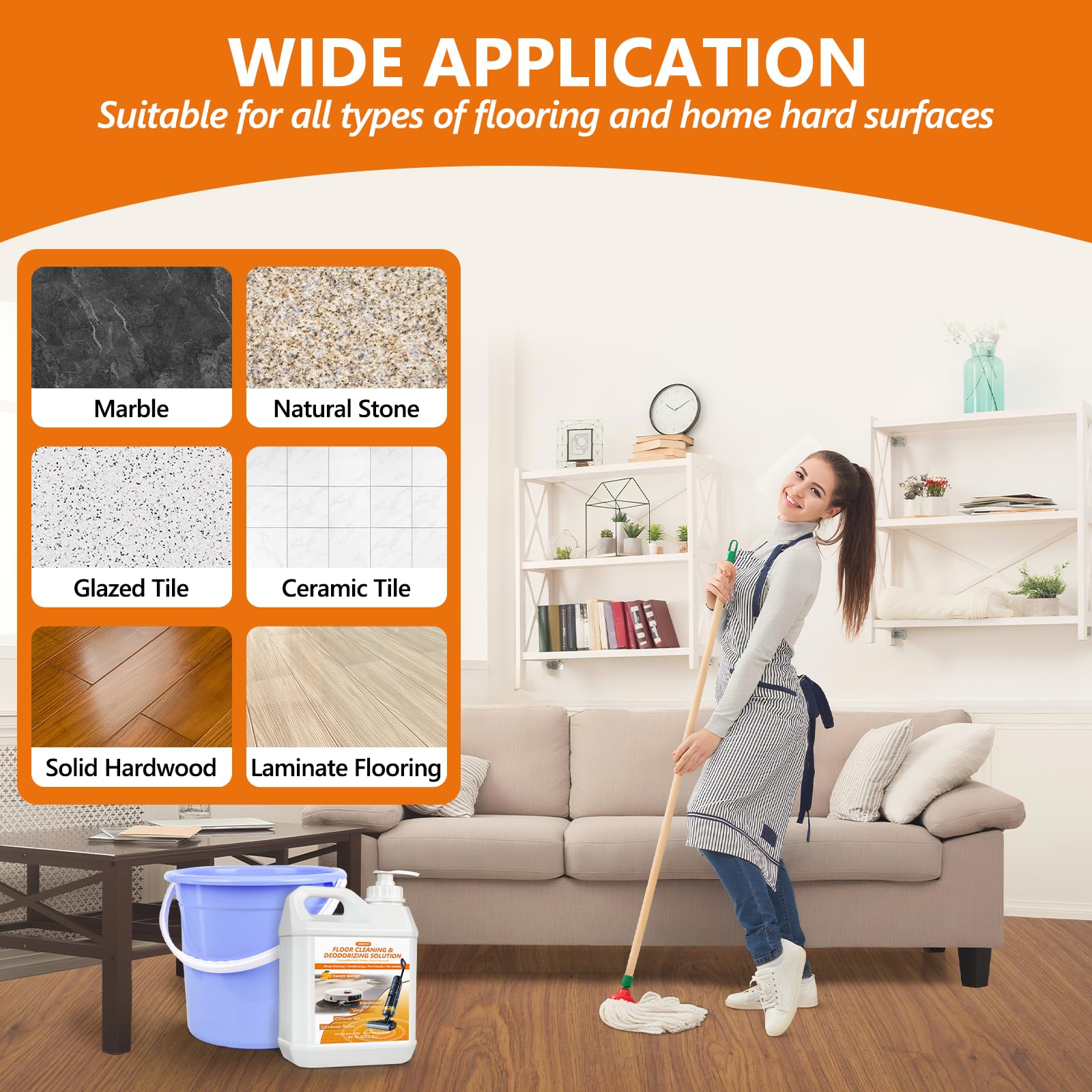 USKICH multi-surface floor cleaner suitable for various finishes.