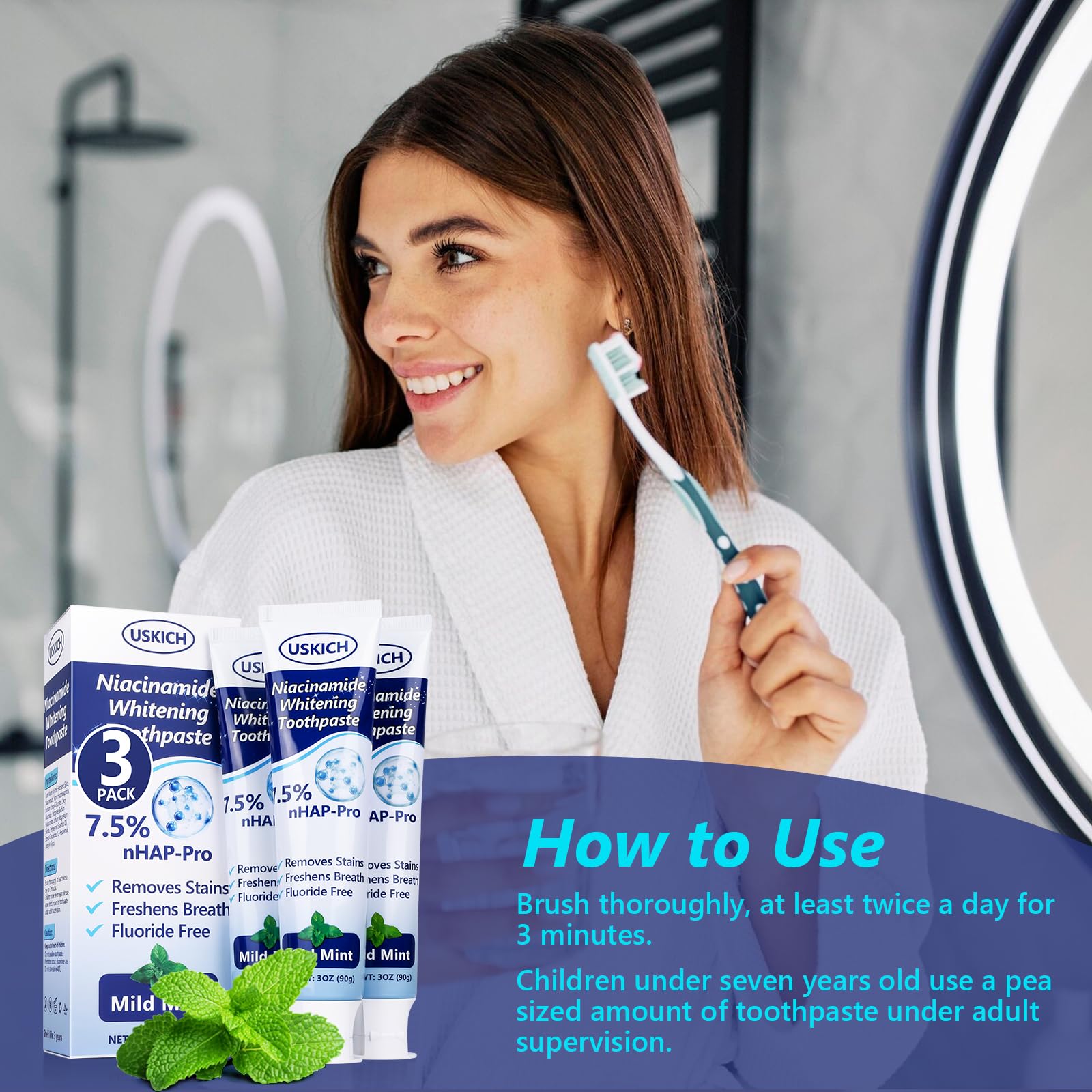USKICH gentle whitening toothpaste with micro-polishing