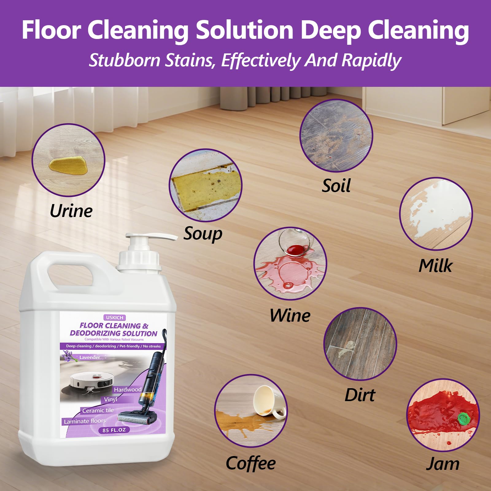 USKICH lavender scented floor cleaner freshening the room