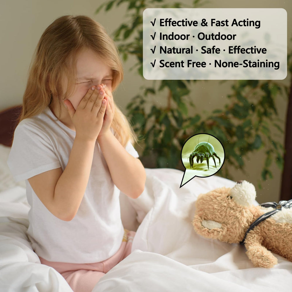 USKICH Mite Spray applied to bed linens for cleaner sleep area