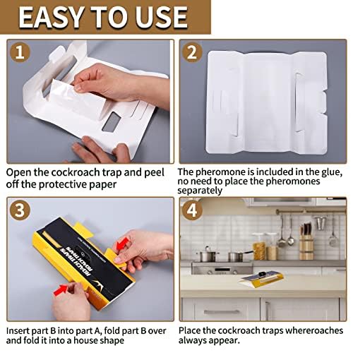 USKICH 20 Pack Roach Traps easy to set up in dark hidden spots.