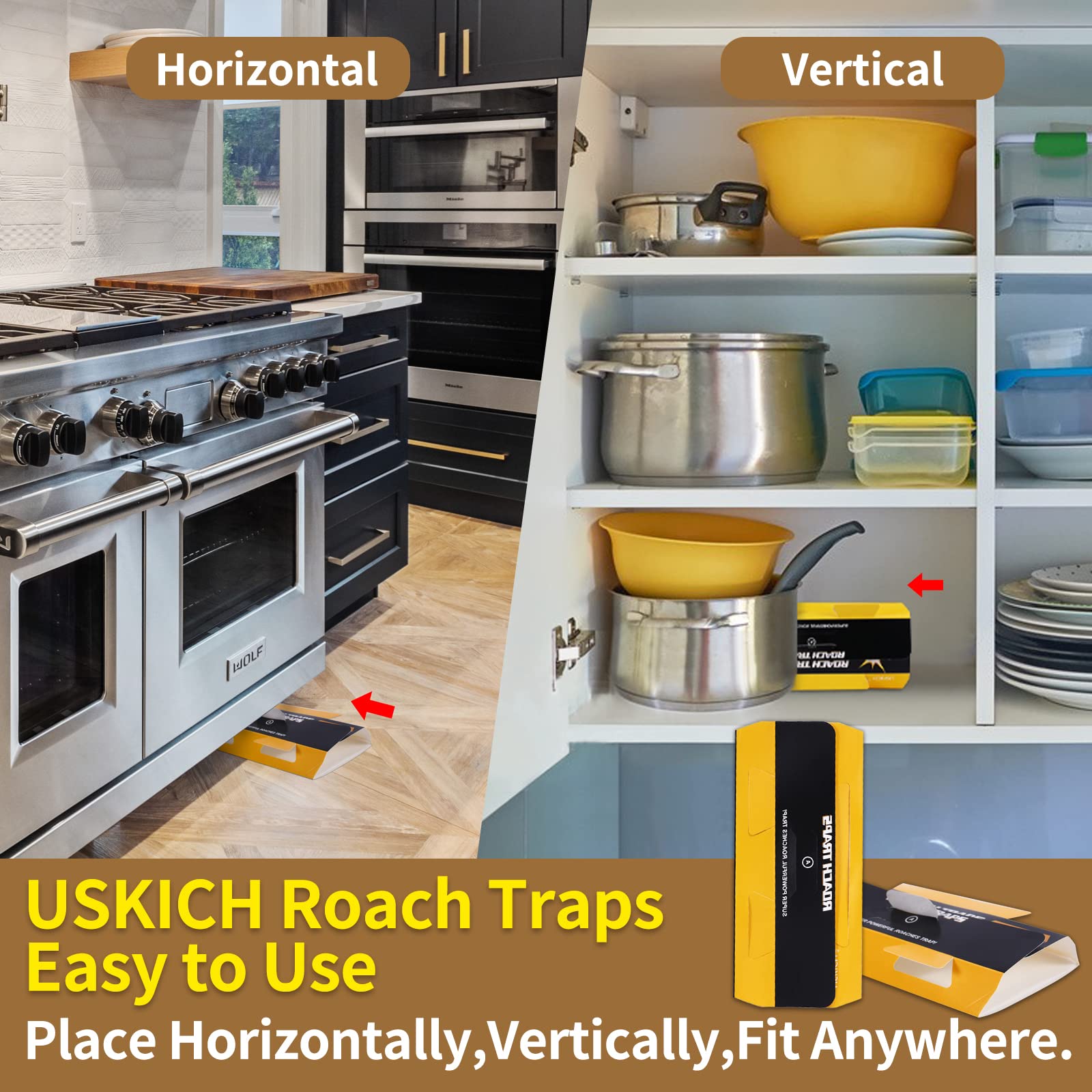 USKICH roach traps for kitchens and cabinets helpful in homes