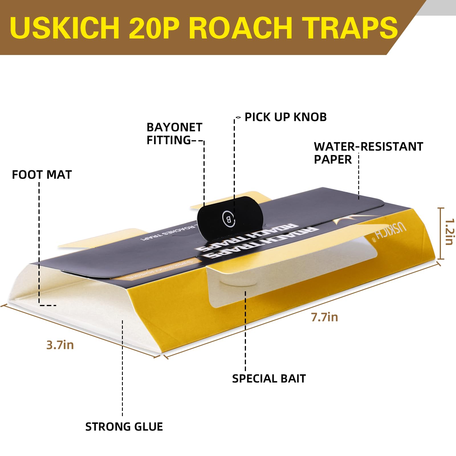 USKICH roach traps for kitchens and bathrooms help reduce indoor infestation.
