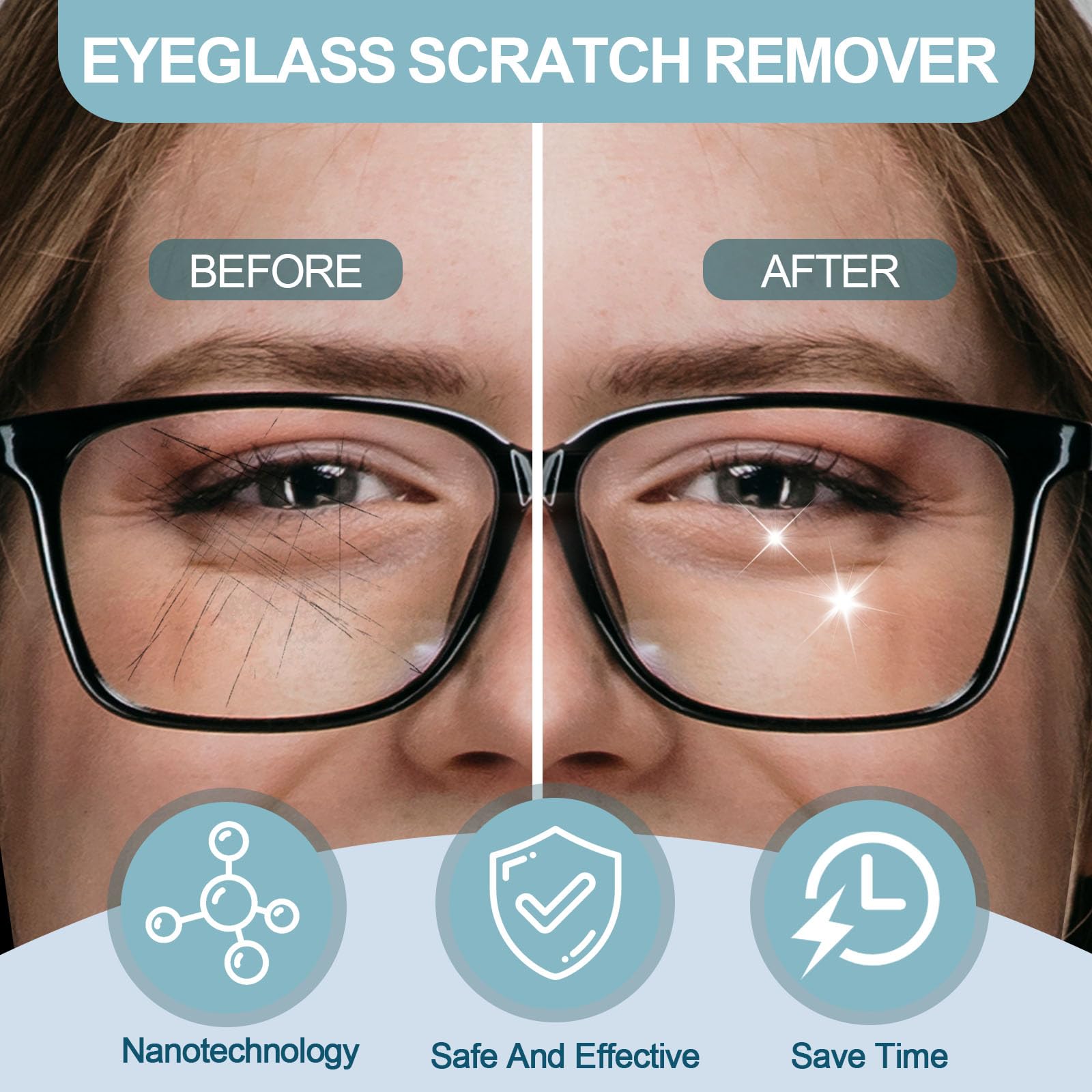 USLKNS cleaning spray action on lenses to remove fingerprints and smudges