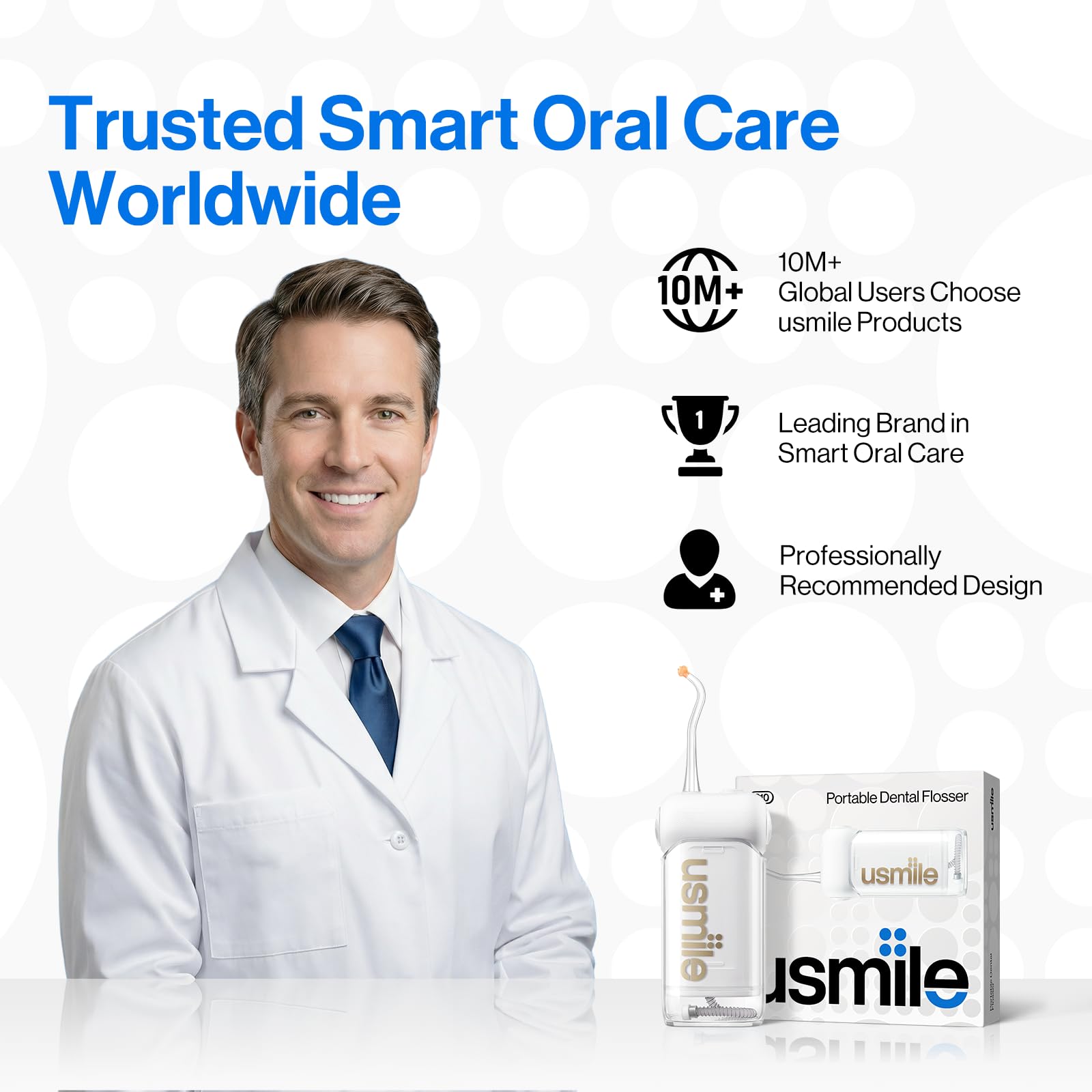 usmile C10 high-pressure pulse cleans between teeth and around braces