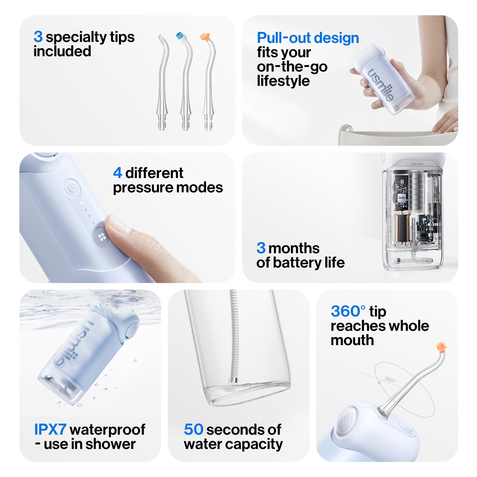 usmile C10 IPX7 waterproof design for use in wet environments