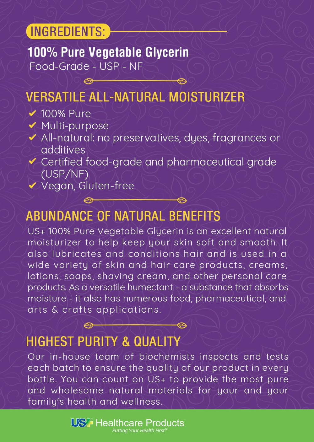 US+ glycerin in soaps and skincare products for gentle cleansing