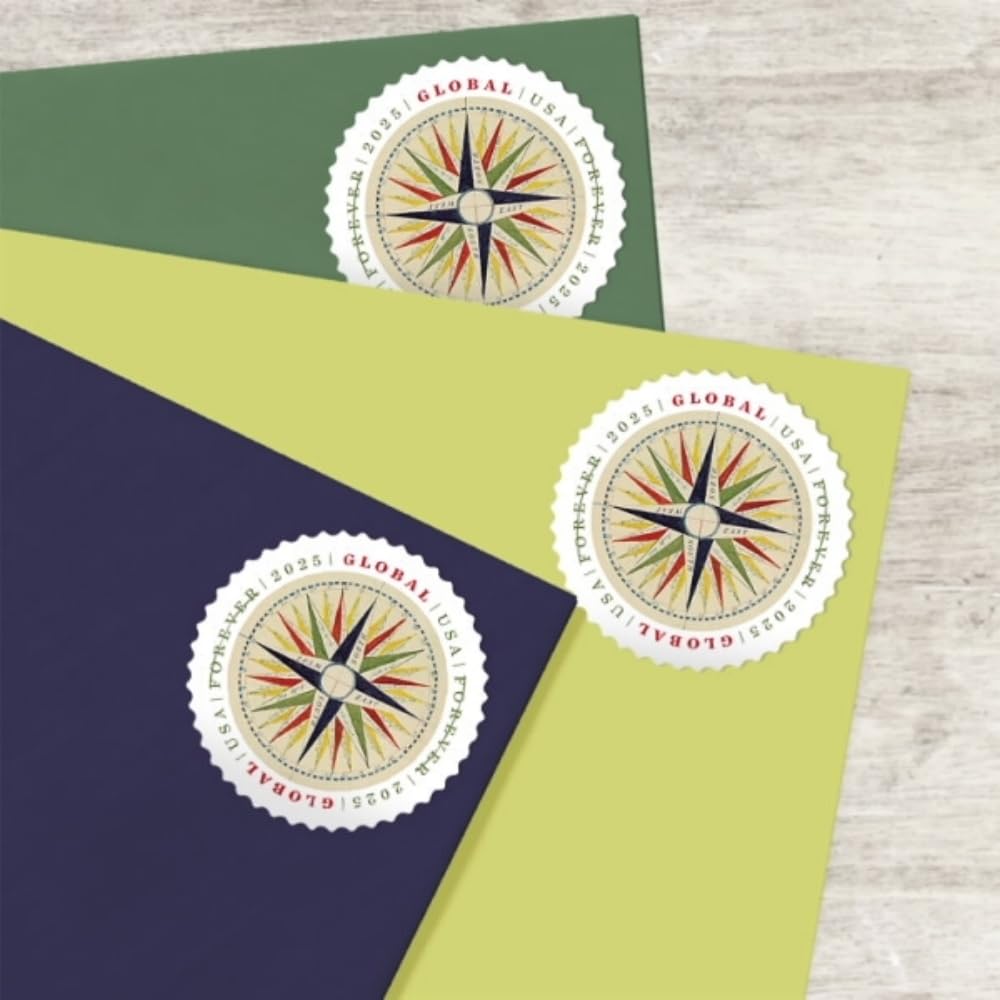 USPS Lucia Wadsworth compass rose art highlights historic design for special mailings.