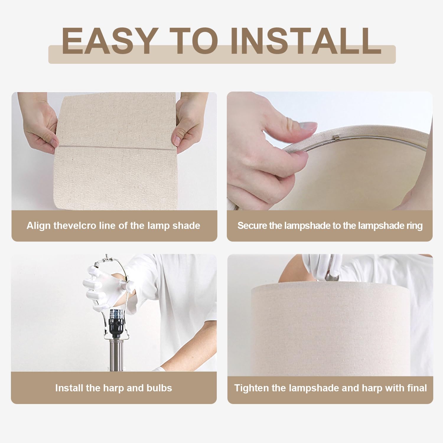 USumkky Balance lamp assembly guide enables quick, tool-free setup.