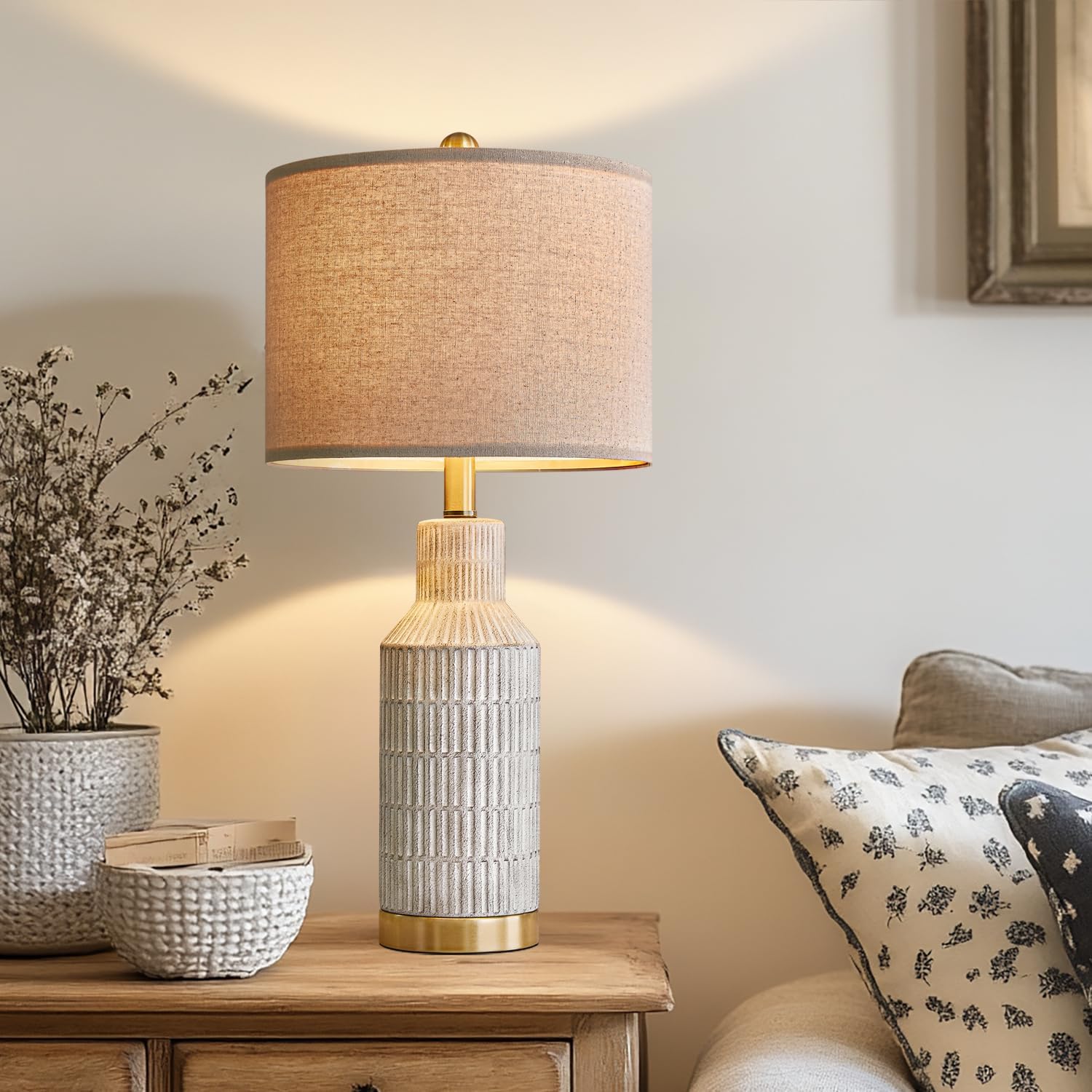 USumkky table lamp shade with linen diffusion for soft illumination