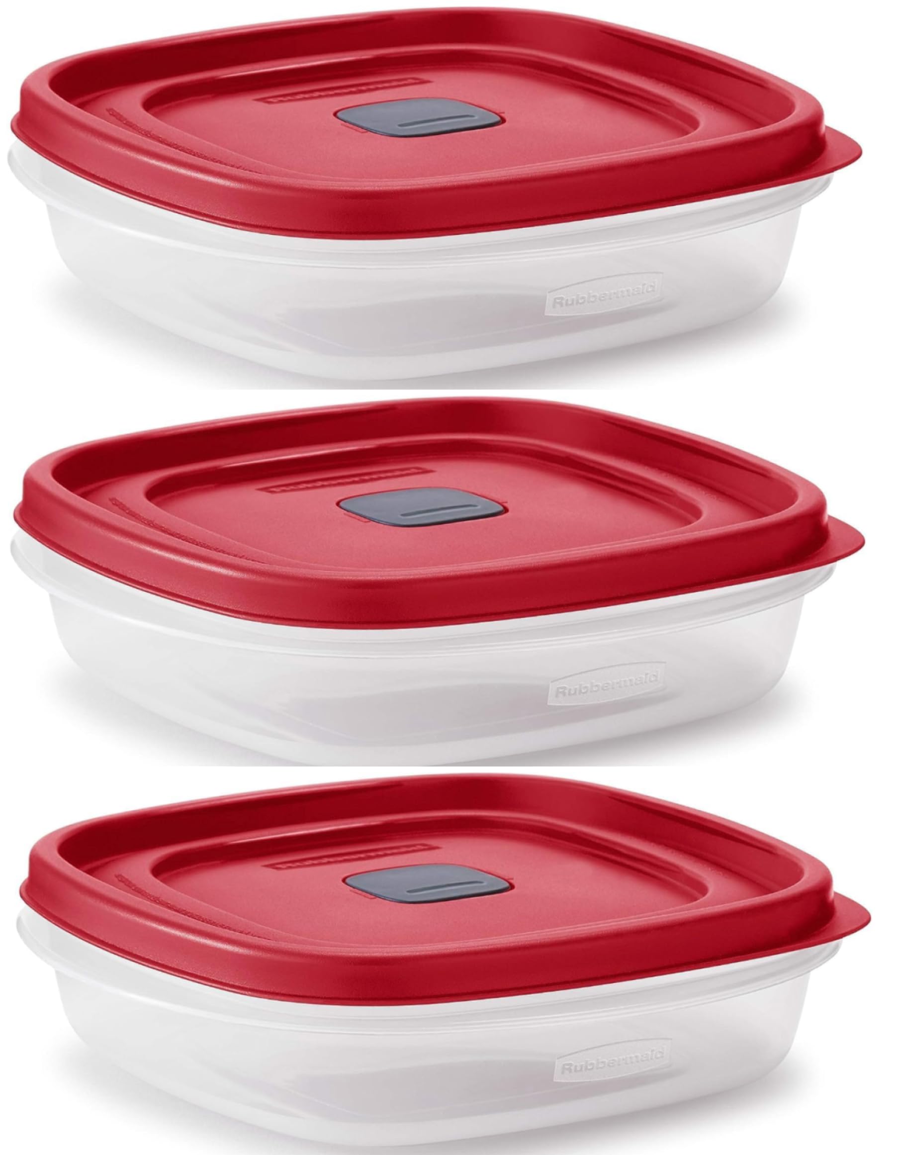 Utensilux Rubbermaid three-cup set with lids aligned for easy organization