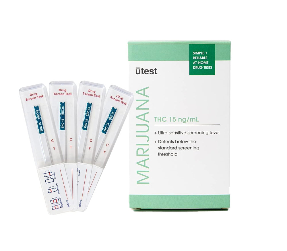 UTEST THC 15 ng/mL home test strip front for discreet at-home testing.