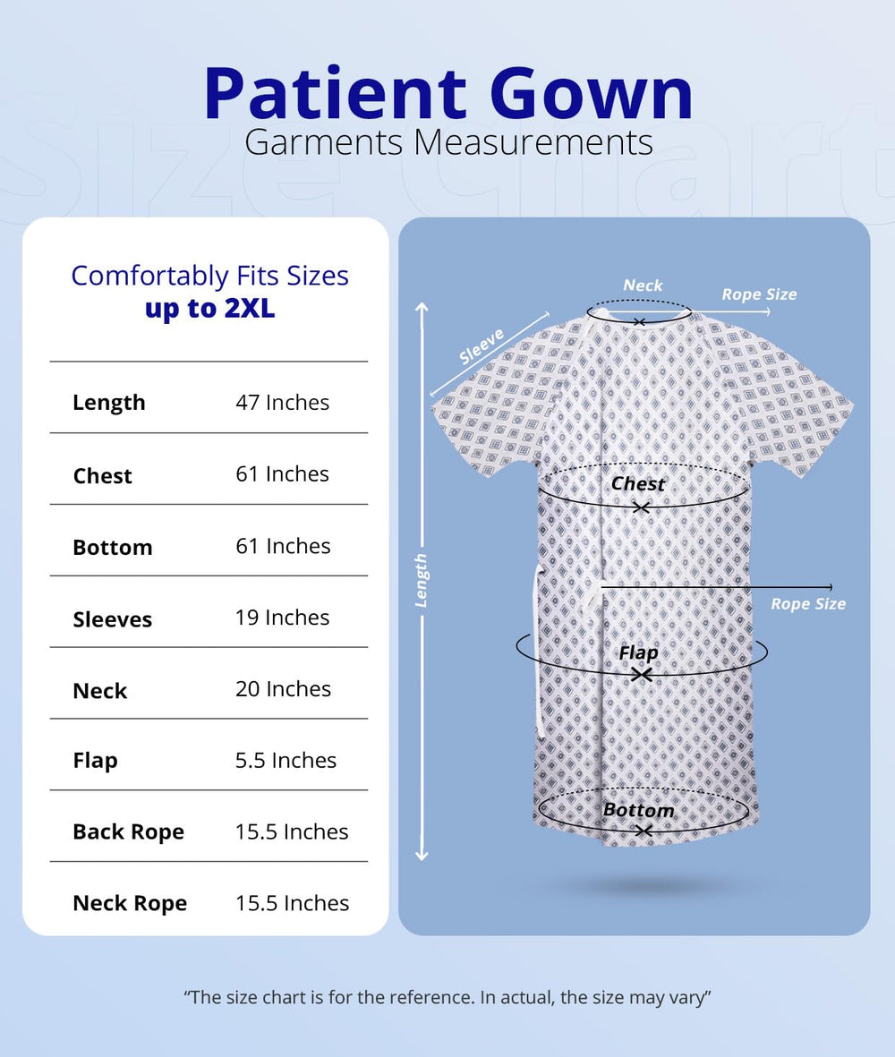 Durable stitching and hemmed edges on Utopia Care gown for repeated use.