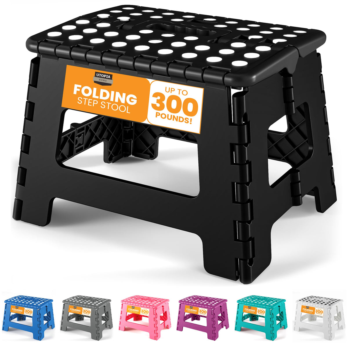 Utopia Home folding step stool with handle extends reach to high cabinets.