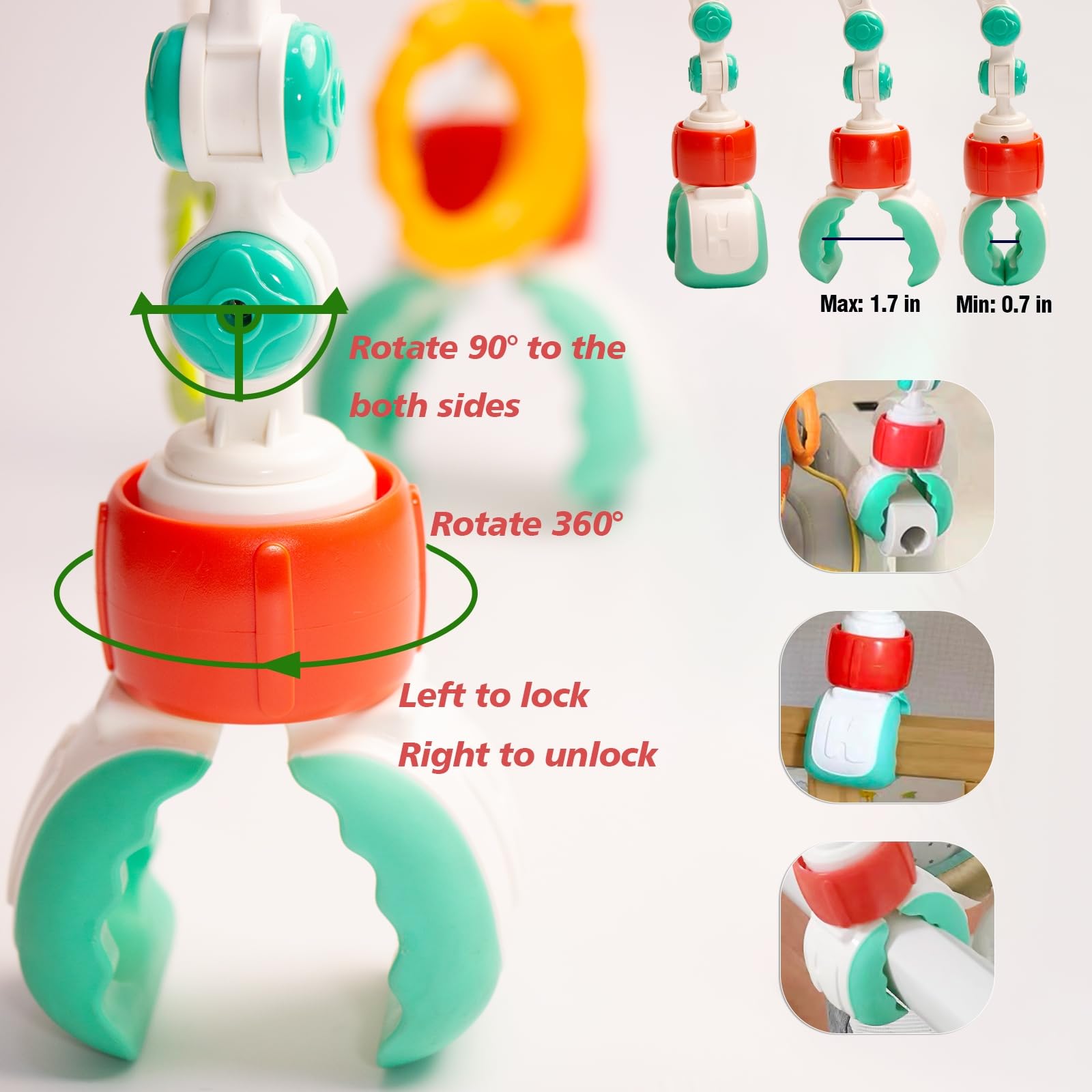 UTOPLIKEY clip-on arch secures to crib or car seat