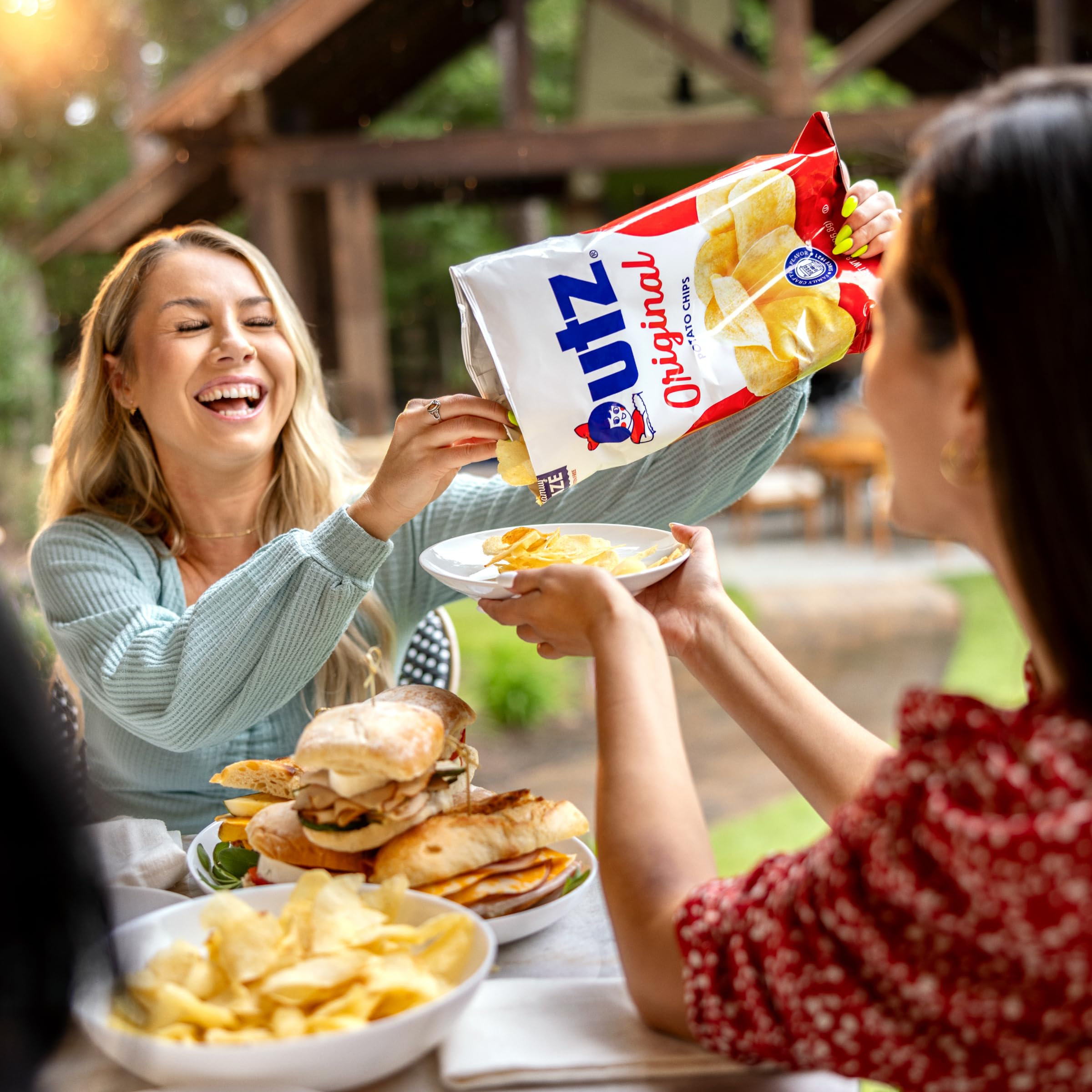 Utz Original Potato Chips cooked with non-hydrogenated oil for clean taste.