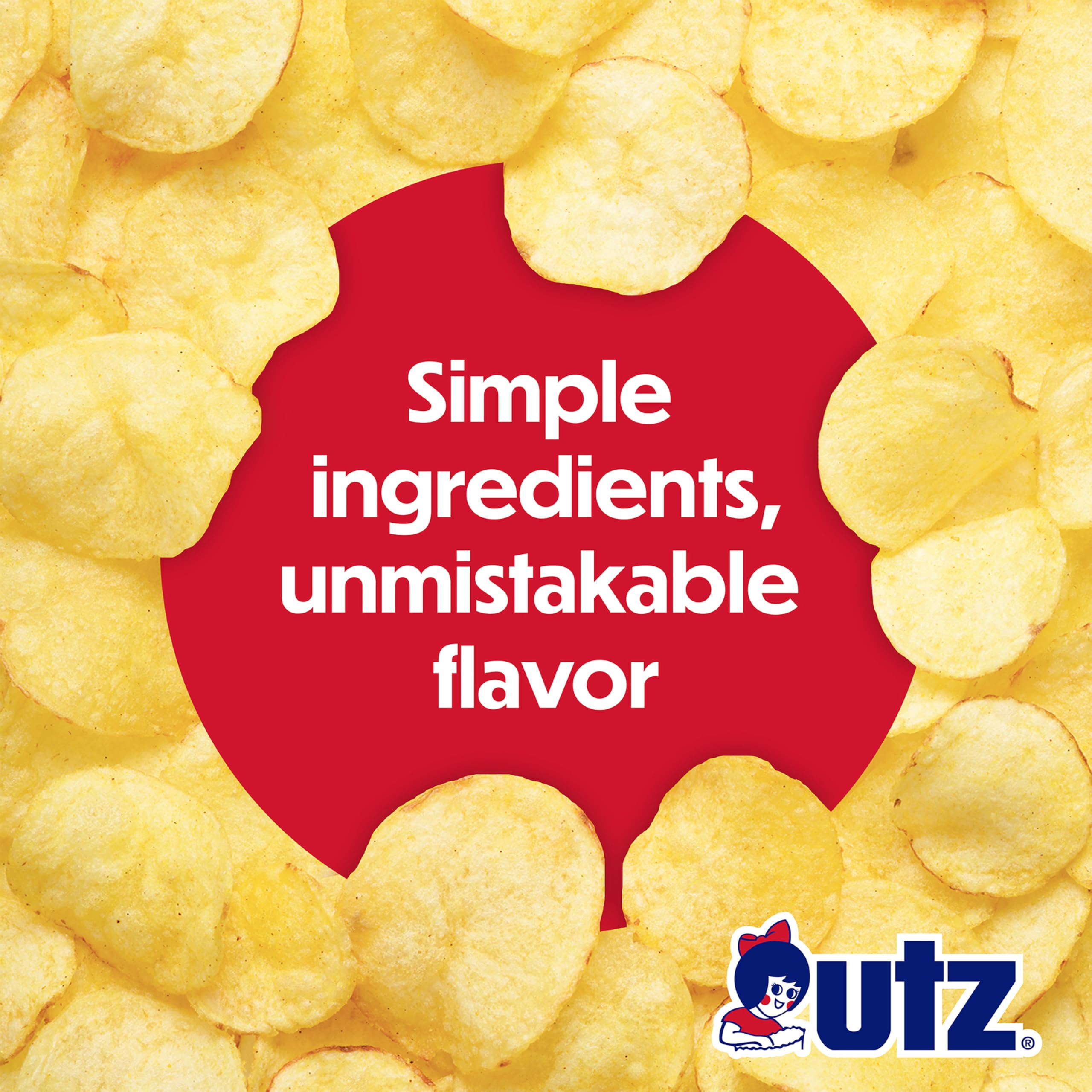 Utz Original Potato Chips with a golden, salted edge and crunch.