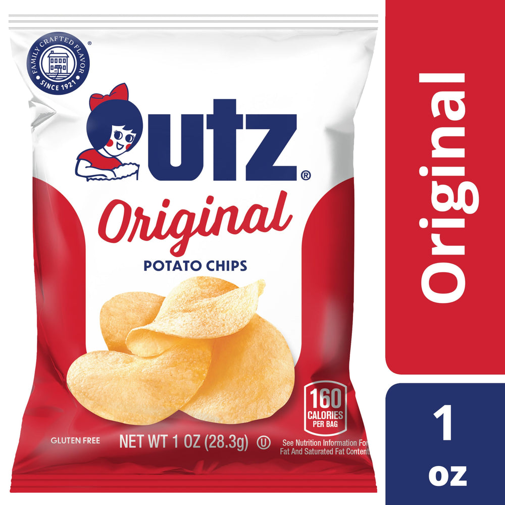 Utz Original Potato Chips in a pantry shelf ready for quick snacking.